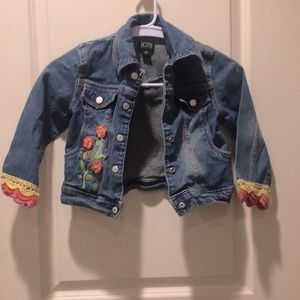 The Children’s Place crochet denimJean jacket embellish flower floral size S 5/6